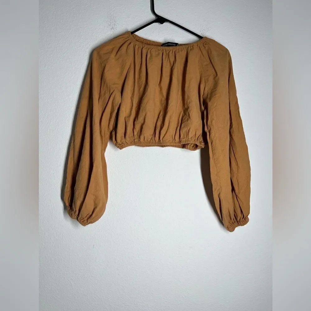 Hyfve Balloon Sleeve Off Shoulder Top - Caramel Size M - Picture 2 of 12